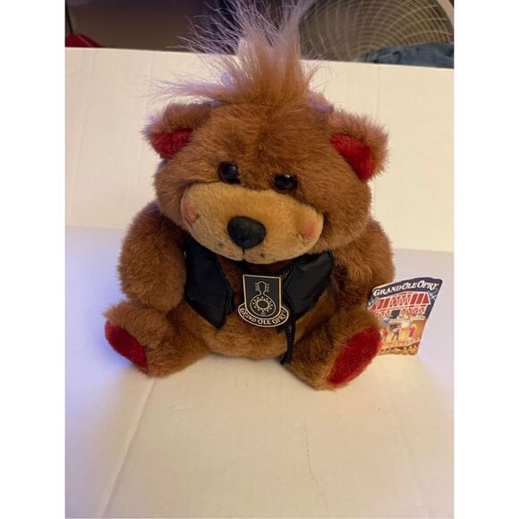 GRAND OLE OPRY Vintage 1995 24K Company 8” HOOCH Plush Bear Black Leather Fringe - Picture 1 of 6